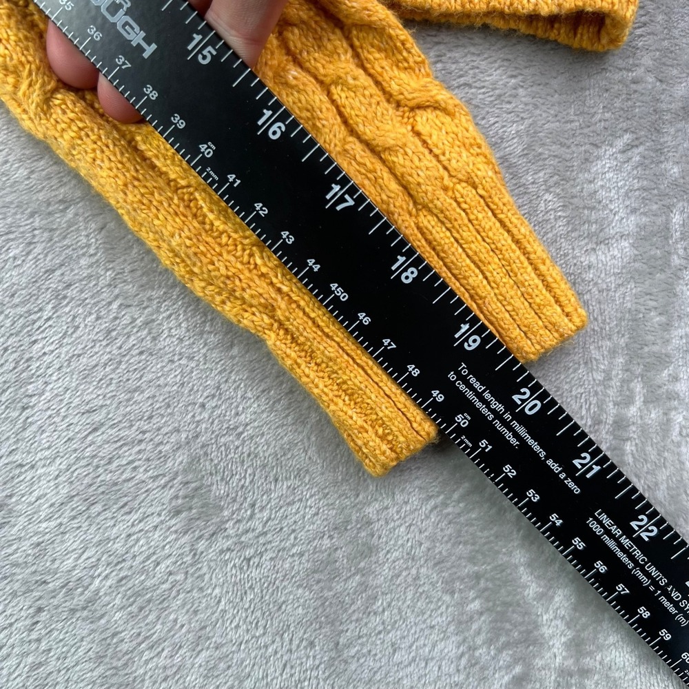 American Eagle AE Fisherman Crew Neck Sweater‎ Womens Medium Yellow Cable Knit - Picture 8 of 10
